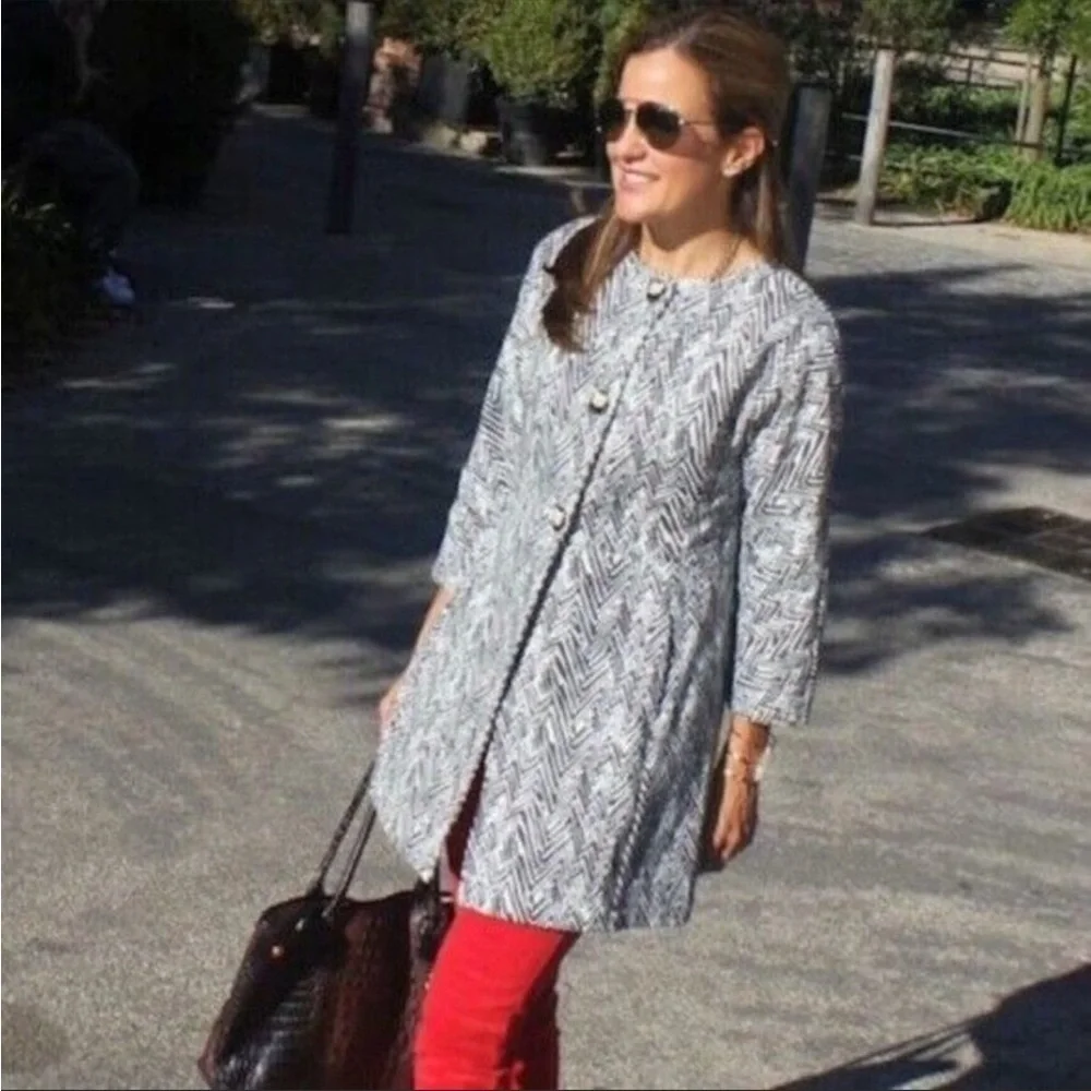 CAbi Zig Zag Chevron Zebra Ponte‎ Knit Jacket Coat